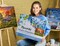 Figured'Art Paint by Numbers Kit for Adults with Frame Sunflowers in front of the barn 16"x20" - Craft Art Painting DIY Kit Canvas Already Stretched on a Wooden Frame